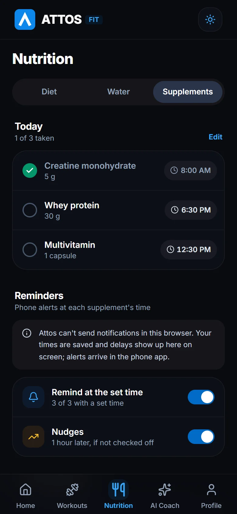 Add supplements and their times (1)