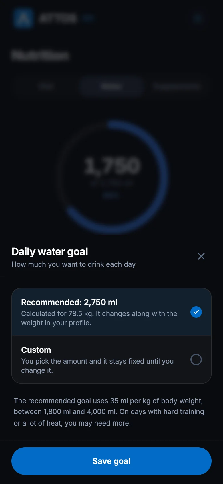 Log water and adjust your goal (2)