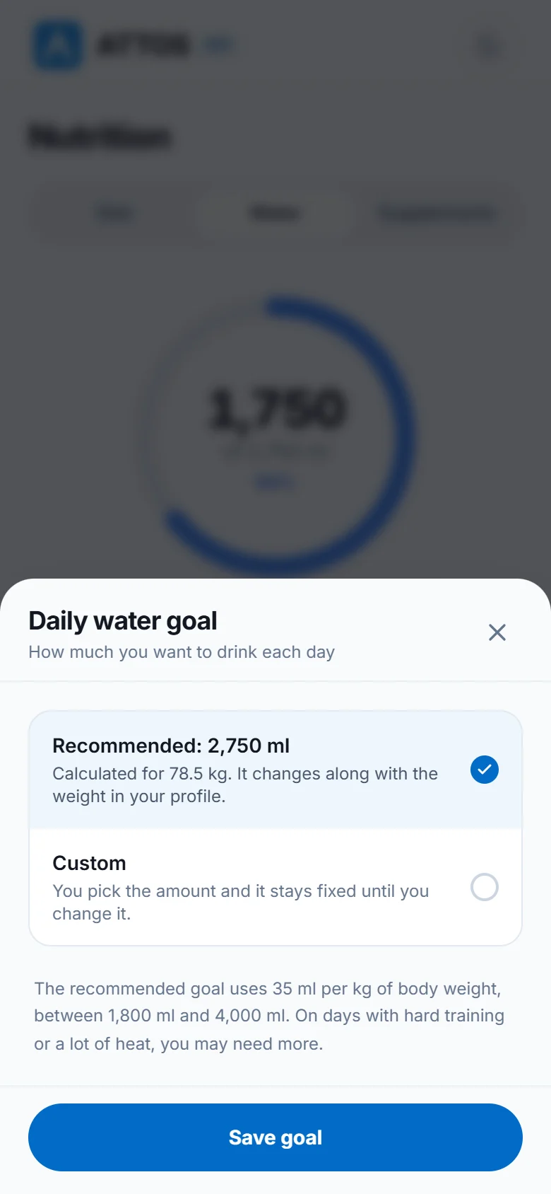 Log water and adjust your goal (2)