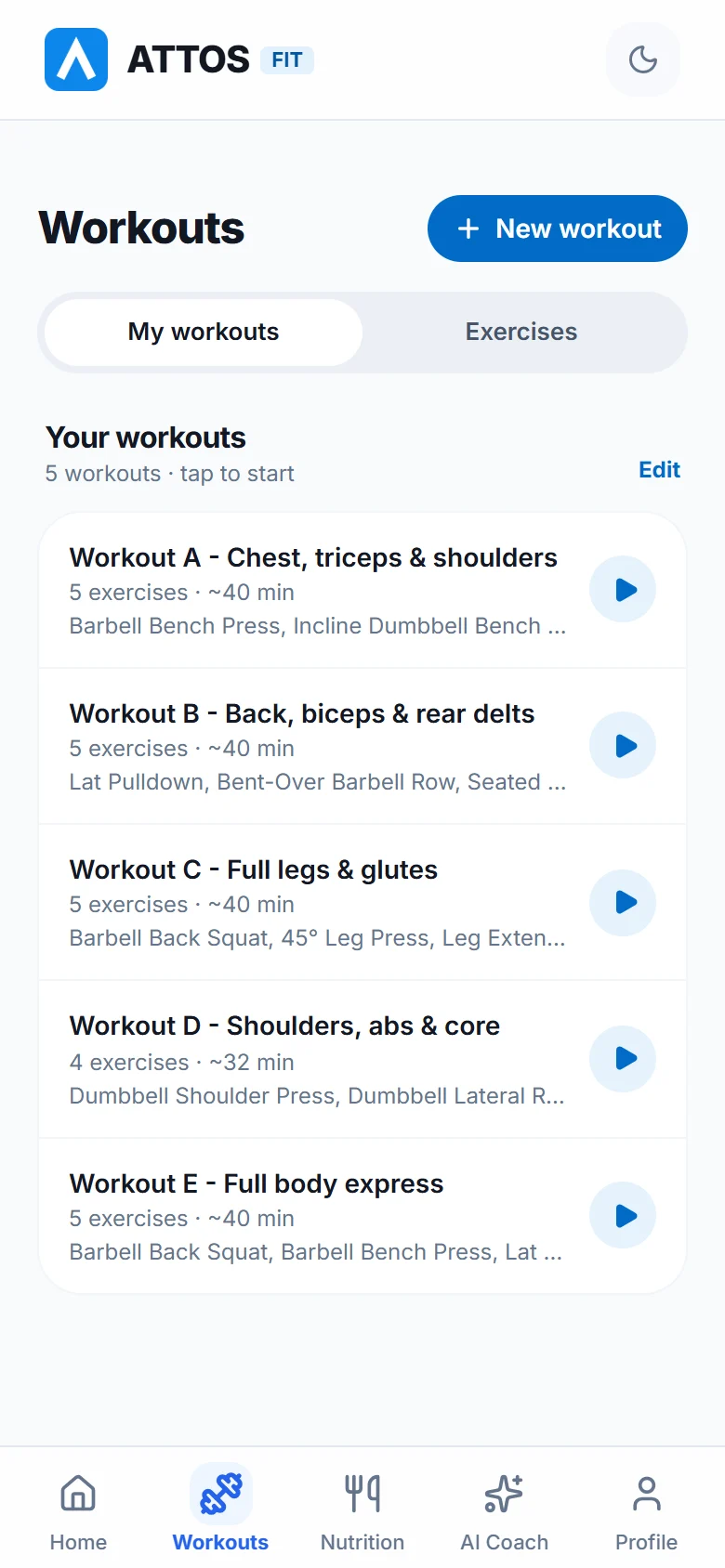 Workouts ready on day one