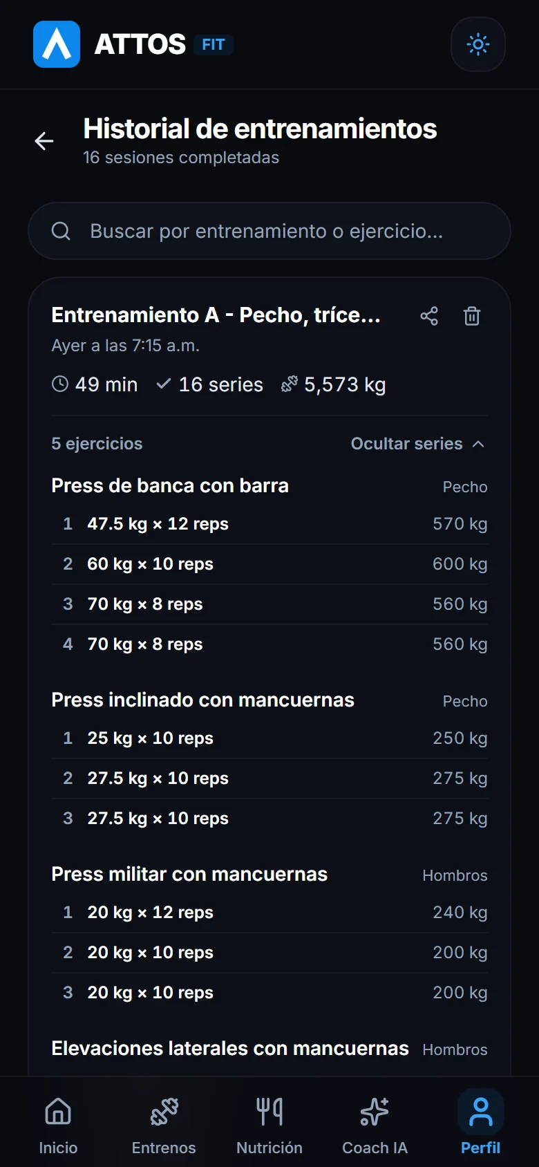 Consulta el historial de entrenamientos (2)