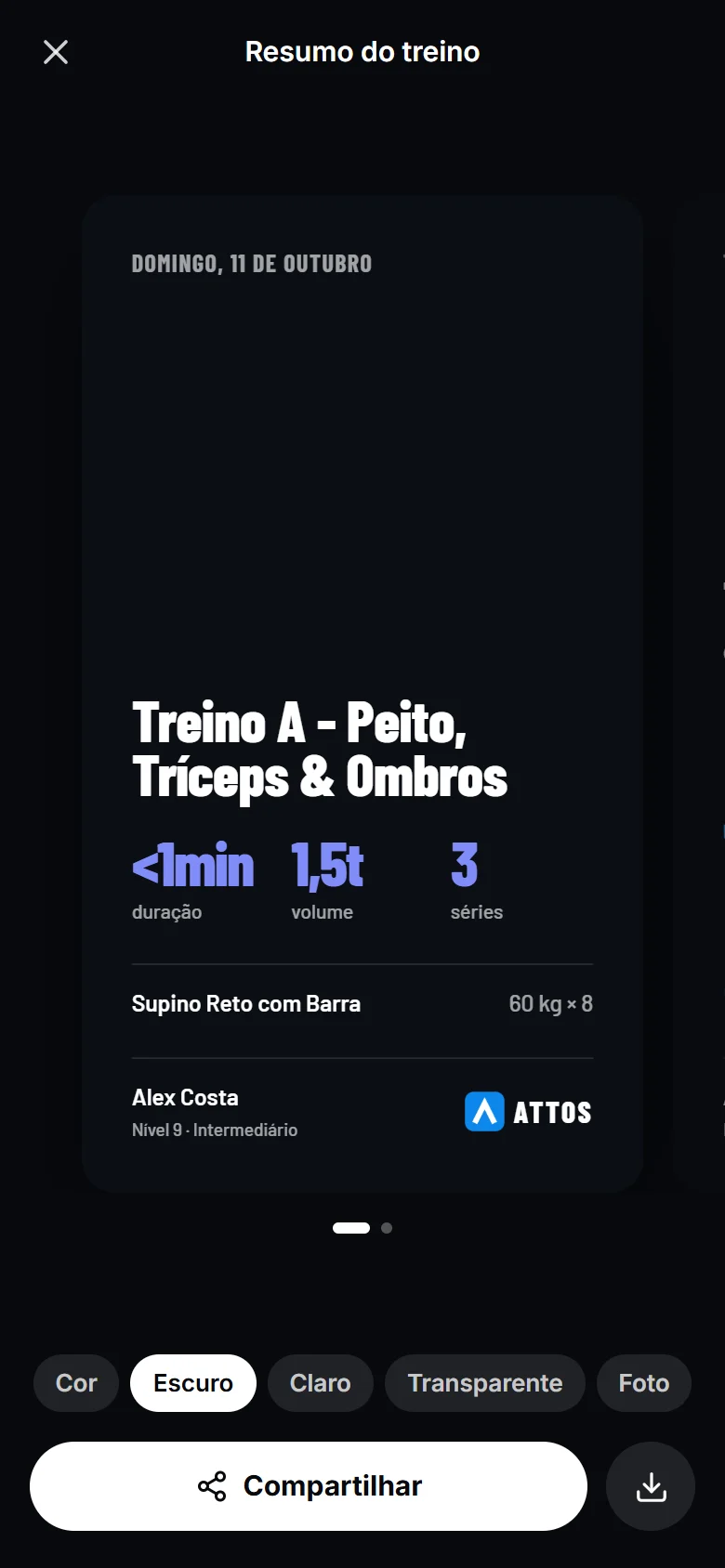 Compartilhe o treino