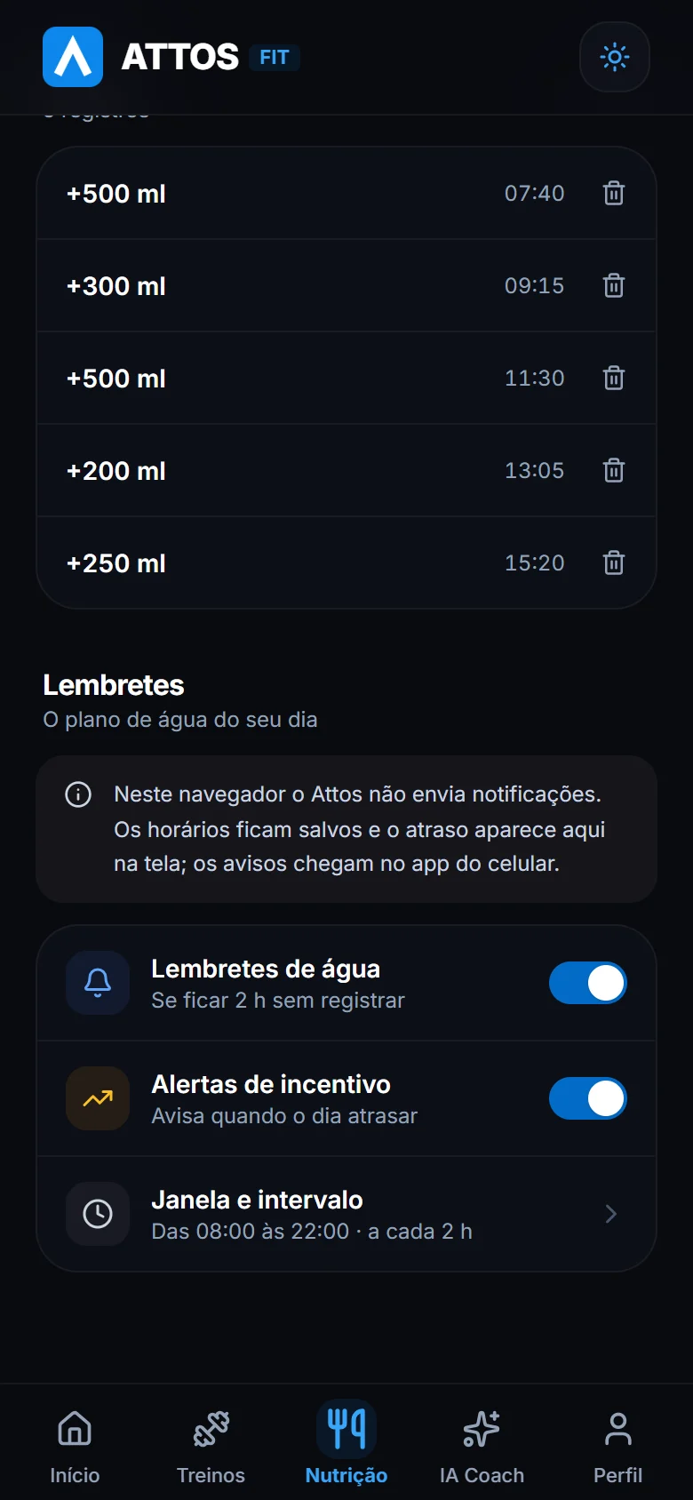 Ative os lembretes de água (1)