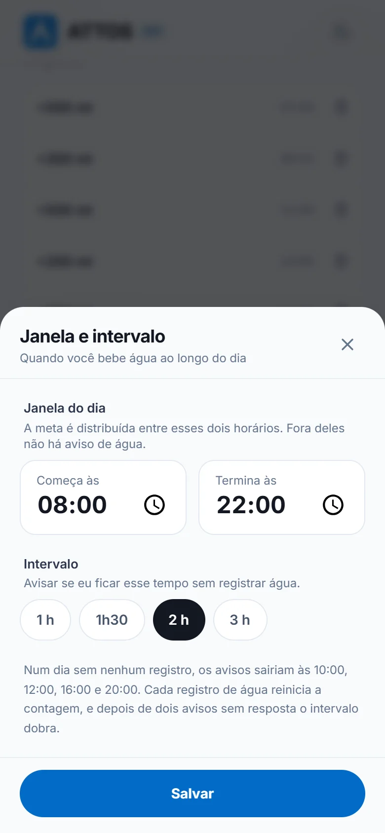Ative os lembretes de água (2)